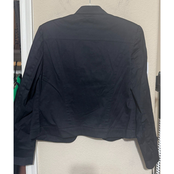 MOTIVI Made in Italy Black Military Jacket cropped snap front womens sz 12 - Picture 7 of 9